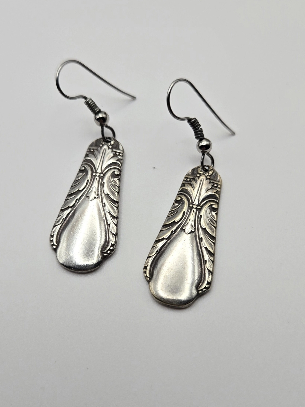 Vintage Silver Ornate Floral Drop Earrings